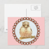 Kleine Baby Robin in Roze Briefkaart (Voorkant / Achterkant)