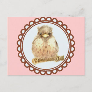 Kleine Baby Robin in Roze Briefkaart