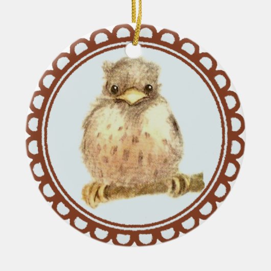 Kleine Baby Robin Keramisch Ornament (Voorkant)
