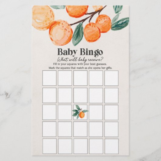 kleine baby shower baby bingo (Voorkant)