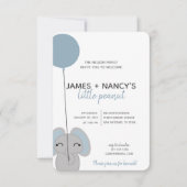 kleine BABY SHOWER blauwe olifant Kaart (Voorkant)