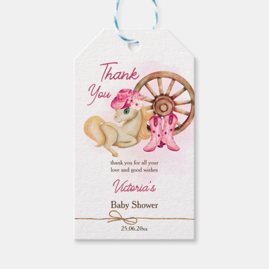 Kleine baby shower dank je. cadeaulabel (Voorkant)