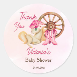 Kleine baby shower dank je. ronde sticker