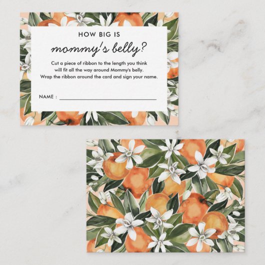 Kleine Baby shower Hoe groot is mama's buik? Informatiekaartje (Voorkant / Achterkant)