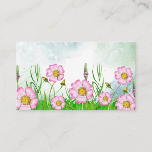 Kleine Baby shower met wilde bloem Informatiekaartje (Achterkant)