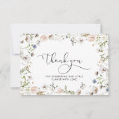 Kleine baby shower met wilde bloemen bedankt kaart (Voorkant)