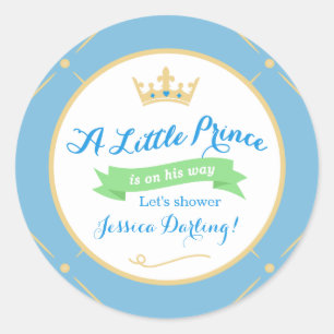 Kleine Baby shower Stickers   Blauw + groen