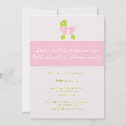 kleine baby shower uitnodiging {meisje} (Voorkant)