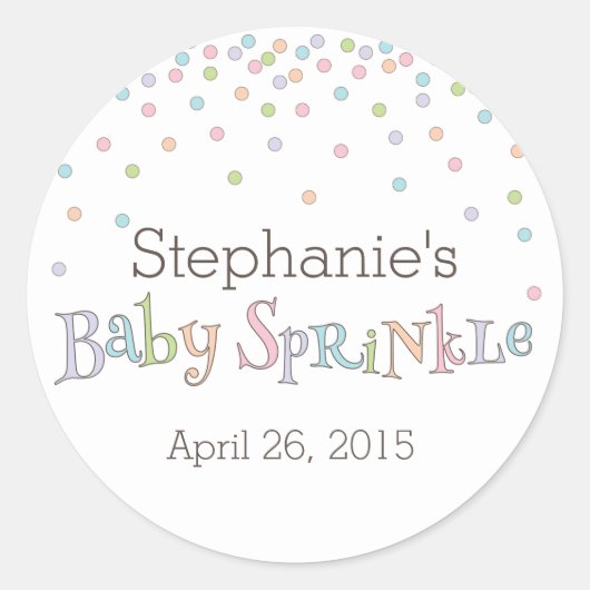 Kleine Baby Sprinkle Confetti Douche Favor Sticker (Voorkant)