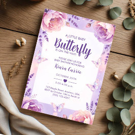 Kleine Baby Vlinder Paarse Lavendel Baby Shower Kaart
