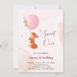 Kleine baby vos met ballon kaart