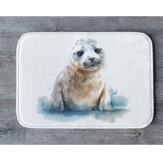 Kleine baby zegel wit en blauw badmat