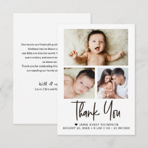 Kleine babyfotocollage Nieuwgeboren bedankkaart