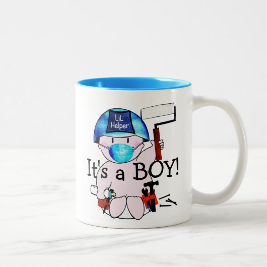 Kleine babyjongen timmerman stud mok (Rechts)