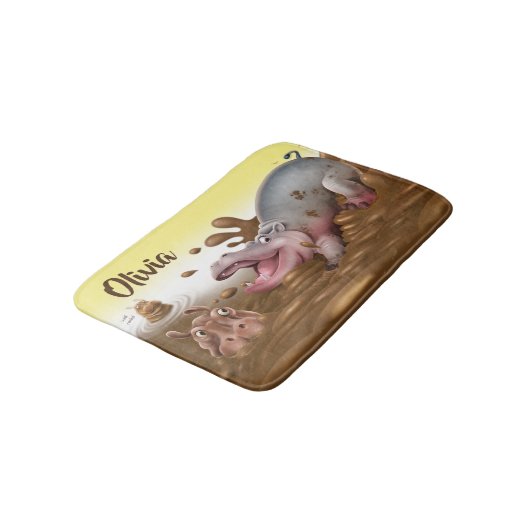 Kleine badmat Muddy Hippos (Gekanteld)