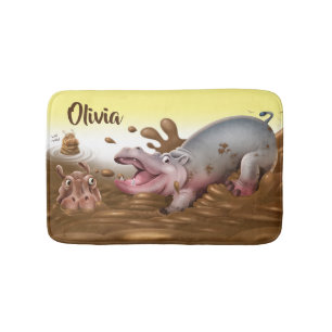Kleine badmat Muddy Hippos