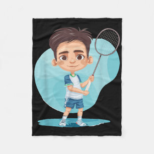 Kleine badminton speler shuttle game voor jongens  fleece deken