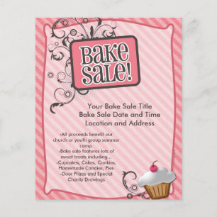 Kleine bake-verkoopbrochures, zoete roze truien flyer
