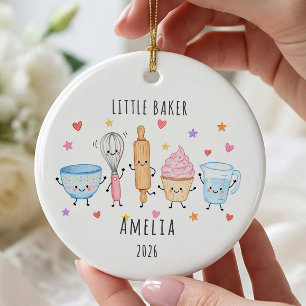 Kleine bakker gepersonaliseerde kerstboomversierin keramisch ornament