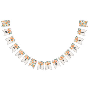 kleine balies blij verjaardagsbanner oranje verjaa vlaggetjes