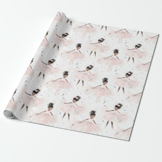 Kleine Ballerina #6 - Zwart Meisje Cadeaupapier