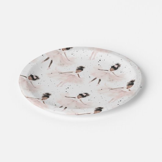 Kleine Ballerina #6 - Zwart Meisje Papieren Bordje (Gekanteld)