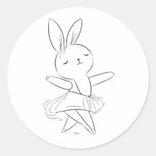 Kleine ballerina, danskonijn, zwart-wit ronde sticker