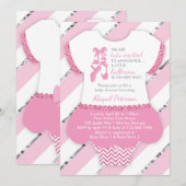 Kleine Ballerina Douche Uitnodigen, Tutu, Faux Gli Kaart (Voorkant / Achterkant)