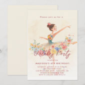 Kleine Ballerina en bloemenverjaardagsfeest Kaart (Voorkant / Achterkant)