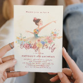 Kleine Ballerina en bloemenverjaardagsfeest Kaart