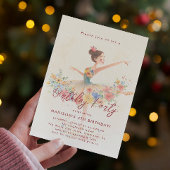 Kleine Ballerina en bloemenverjaardagsfeest Kaart