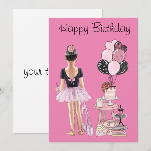 Kleine ballerina gefeliciteerd kaart (Voorkant / Achterkant)