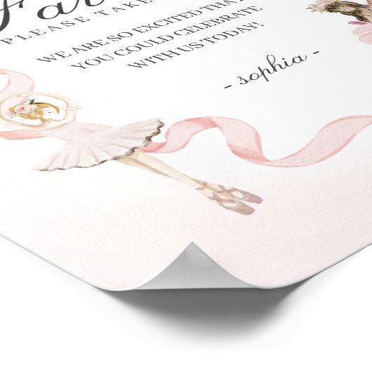Kleine Ballerina gunsten grillige verjaardag teken Poster (Hoek)