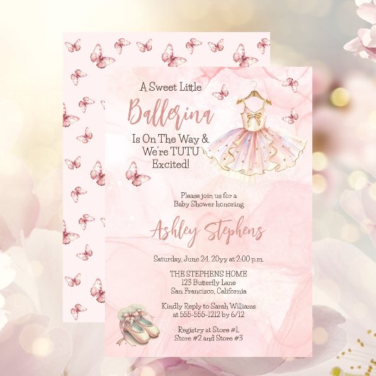 Kleine ballerina is op weg naar Tutu Baby shower Kaart
