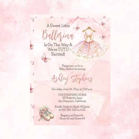 Kleine ballerina is op weg naar Tutu Baby shower Kaart