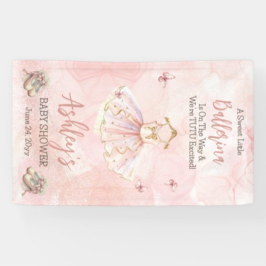 Kleine ballerina is op weg naar Tutu Baby shower Spandoek (Horizontaal)