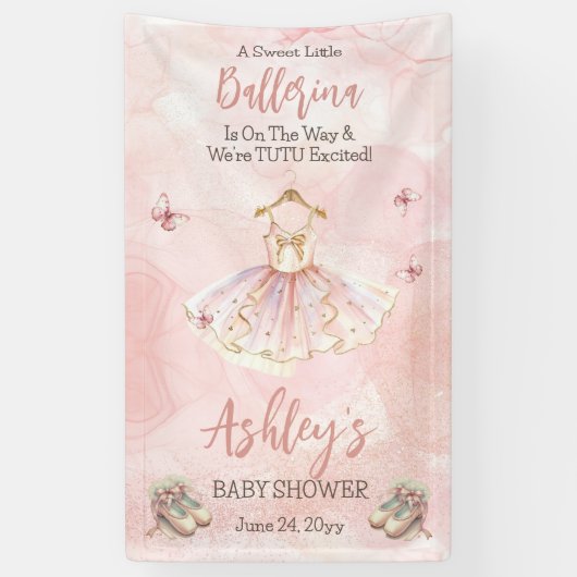 Kleine ballerina is op weg naar Tutu Baby shower Spandoek (Verticaal)