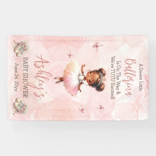 Kleine ballerina is op weg naar Tutu Baby shower Spandoek (Horizontaal)
