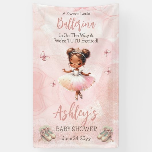 Kleine ballerina is op weg naar Tutu Baby shower Spandoek (Verticaal)