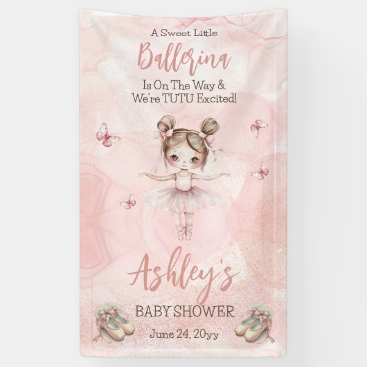 Kleine ballerina is op weg naar Tutu Baby shower Spandoek (Verticaal)