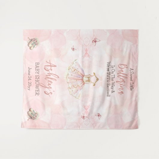 Kleine ballerina is op weg naar Tutu Baby shower Wandkleed (Voorkant (horizontaal))