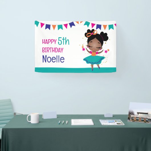 Kleine Ballerina Kleurrijke Verjaardagsjurk Spandoek (Beurs)