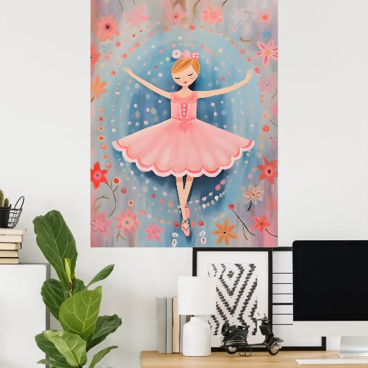 Kleine Ballerina Kwekerij Wall Art Poster (Thuiskantoor)