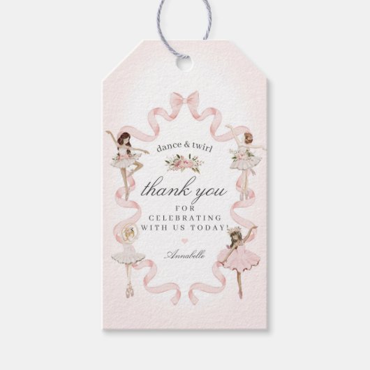 Kleine Ballerina Label voor Verjaardag of Baby sho Cadeaulabel (Voorkant)