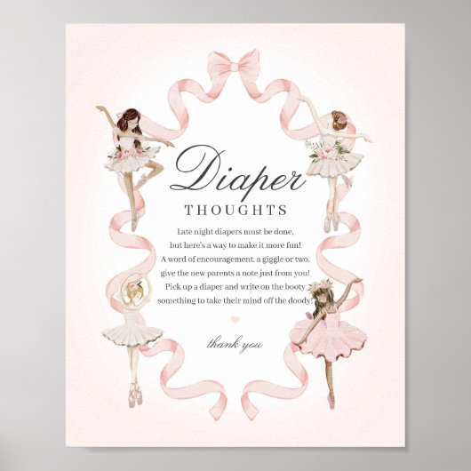 Kleine Ballerina Luier Gedachten Baby shower Poster (Voorkant)