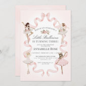 Kleine Ballerina Meisje Ballet Verjaardag Uitnodig (Voorkant / Achterkant)