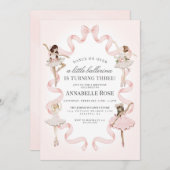 Kleine Ballerina Meisje Ballet Verjaardag Uitnodig (Voorkant / Achterkant)