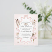 Kleine Ballerina Meisje Ballet Verjaardag Uitnodig Briefkaart (Staand voorkant)
