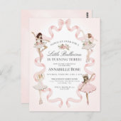 Kleine Ballerina Meisje Ballet Verjaardag Uitnodig Briefkaart (Voorkant / Achterkant)