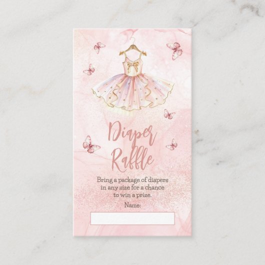 Kleine Ballerina Roze Baby shower Luier Raffle Informatiekaartje (Voorkant)